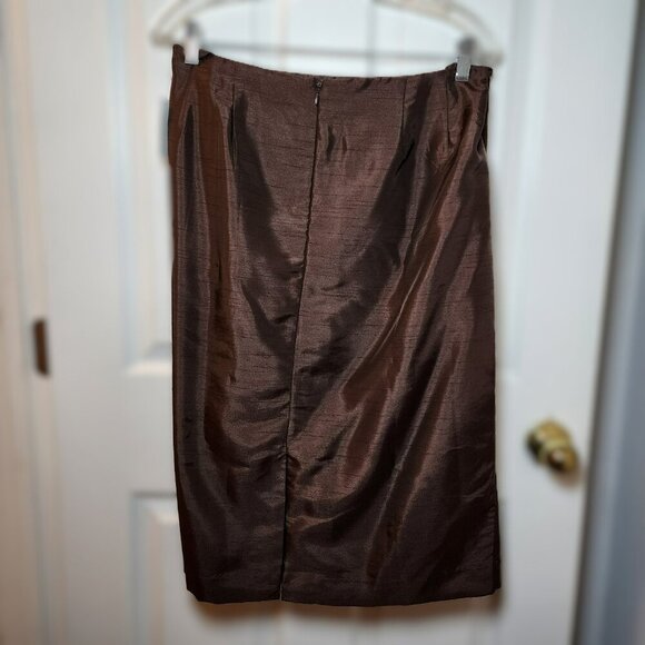 Signature by Larry Levine Woman Brown Formal Skirt 18W Shiny Satin Look - Picture 4 of 6